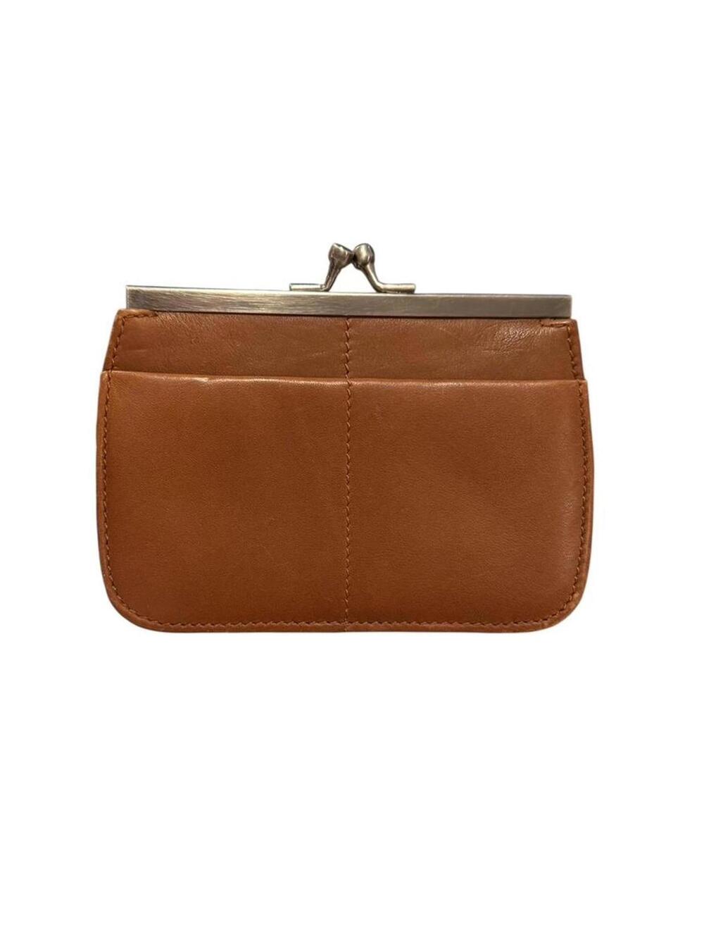 Vintage Genuine Leather Kiss-Lock Coin Purse